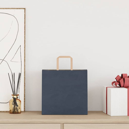 Sacchetti di Carta 50 pz con Manici Blu 26x17x25 cm