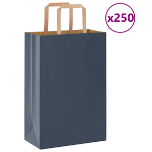 Sacchetti di Carta 250 pz con Manici Blu 21x11x31 cm