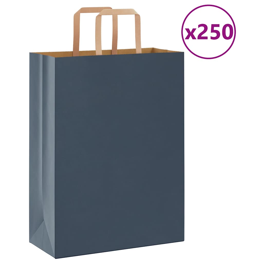 Sacchetti di Carta 250 pz con Manici Blu 26x12x35 cm
