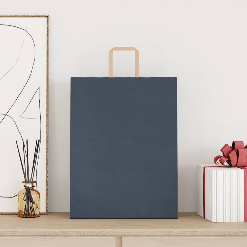 vidaXL Sacchetti di Carta 250 pz con Manici Blu 32x12x42 cm