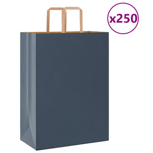 Sacchetti di Carta 250 pz con Manici Blu 32x17x44 cm