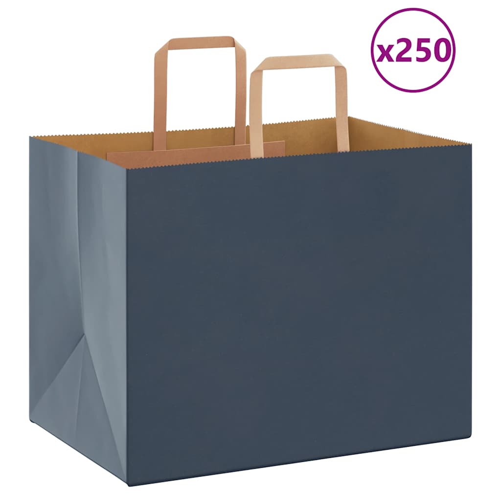 Sacchetti di Carta 250 pz con Manici Blu 32x22x24 cm