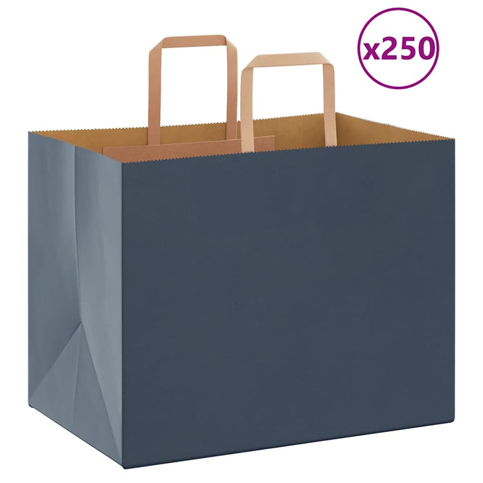 Sacchetti di Carta 250 pz con Manici Blu 32x22x24 cm