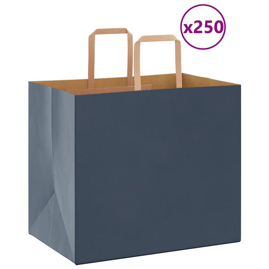 Sacchetti di Carta 250 pz con Manici Blu 32x22x28 cm