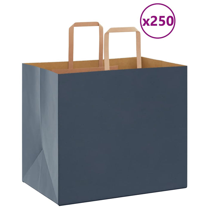 Sacchetti di Carta 250 pz con Manici Blu 32x22x28 cm