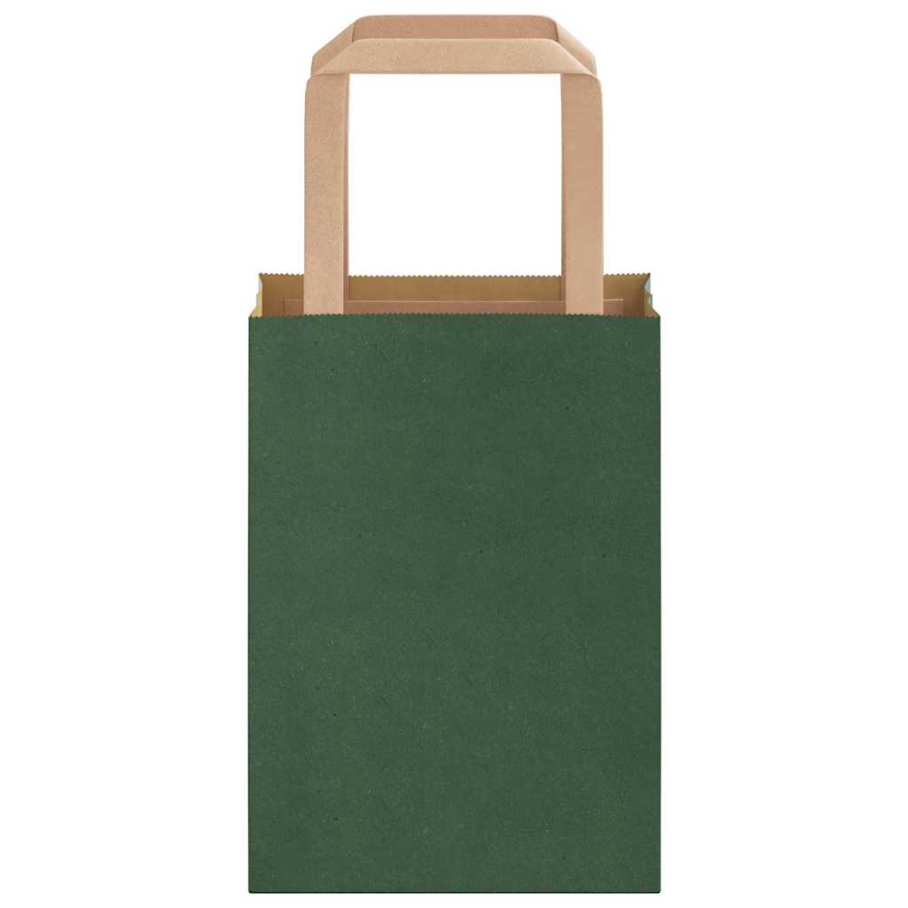 vidaXL Sacchetti di Carta 50 pz con Manici Verdi 15x8x21 cm