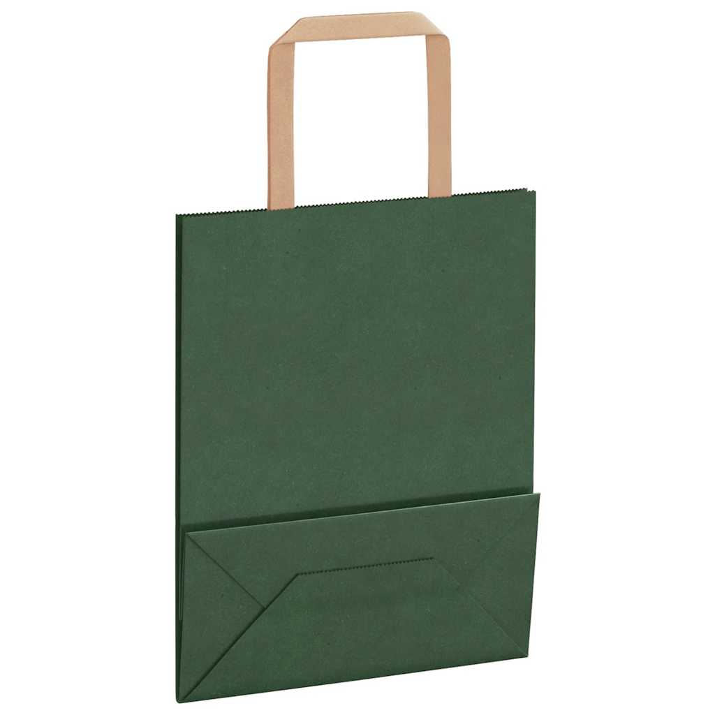 Sacchetti di Carta 50 pz con Manici Verdi 18x8x22 cm 4101936