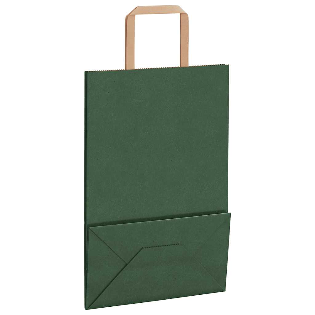 Sacchetti di Carta 50 pz con Manici Verdi 21x11x31 cm 4101938