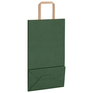 Sacchetti di Carta 50 pz con Manici Verdi 21x11x36 cm