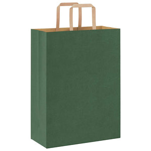 vidaXL Sacchetti di Carta 50 pz con Manici Verdi 26x12x35 cm