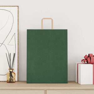 Sacchetti di Carta 50 pz con Manici Verdi 32x12x42 cm 4101942