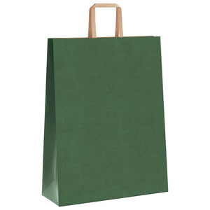 Sacchetti di Carta 50 pz con Manici Verdi 32x12x42 cm 4101942