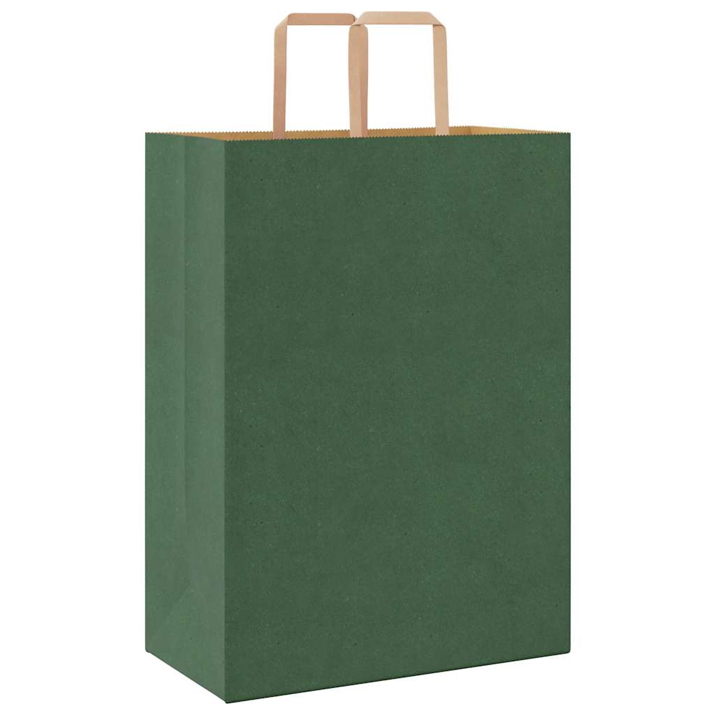 Sacchetti di Carta 50 pz con Manici Verdi 32x17x44 cm
