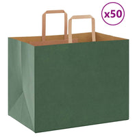 Sacchetti di Carta 50 pz con Manici Verdi 32x22x24 cm