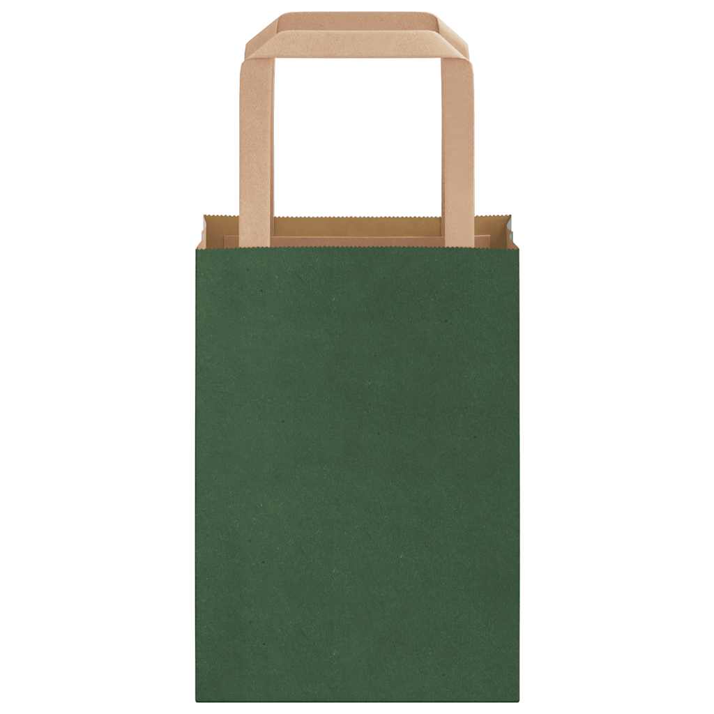 Sacchetti di Carta 250 pz con Manici Verdi 15x8x21 cm 4101949