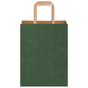 Sacchetti di Carta 250 pz con Manici Verdi 21x11x28 cm
