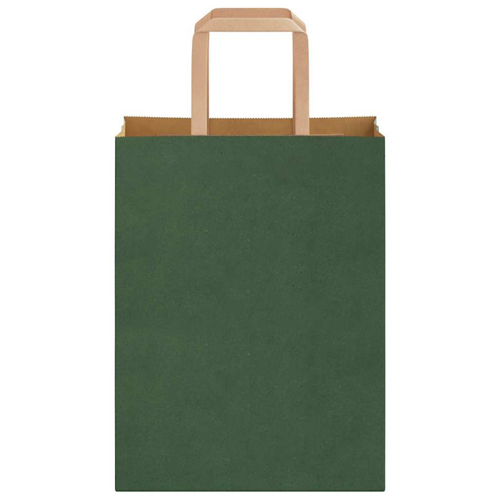 Sacchetti di Carta 250 pz con Manici Verdi 21x11x28 cm