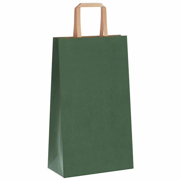 Sacchetti di Carta 250 pz con Manici Verdi 21x11x36 cm