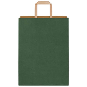 Sacchetti di Carta 250 pz con Manici Verdi 26x12x35 cm 4101954