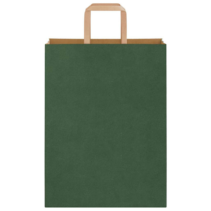 Sacchetti di Carta 250 pz con Manici Verdi 26x12x35 cm 4101954
