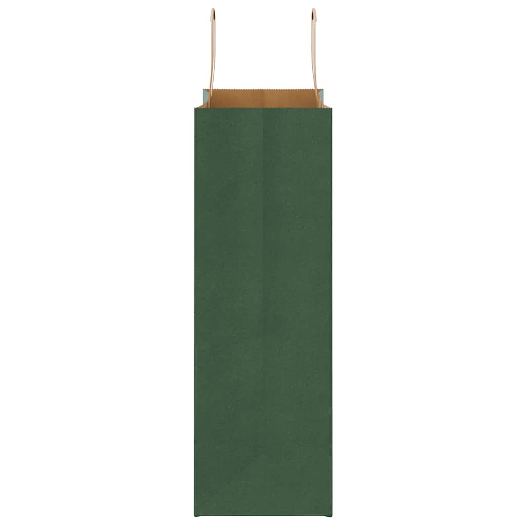 Sacchetti di Carta 250 pz con Manici Verdi 26x12x35 cm 4101954