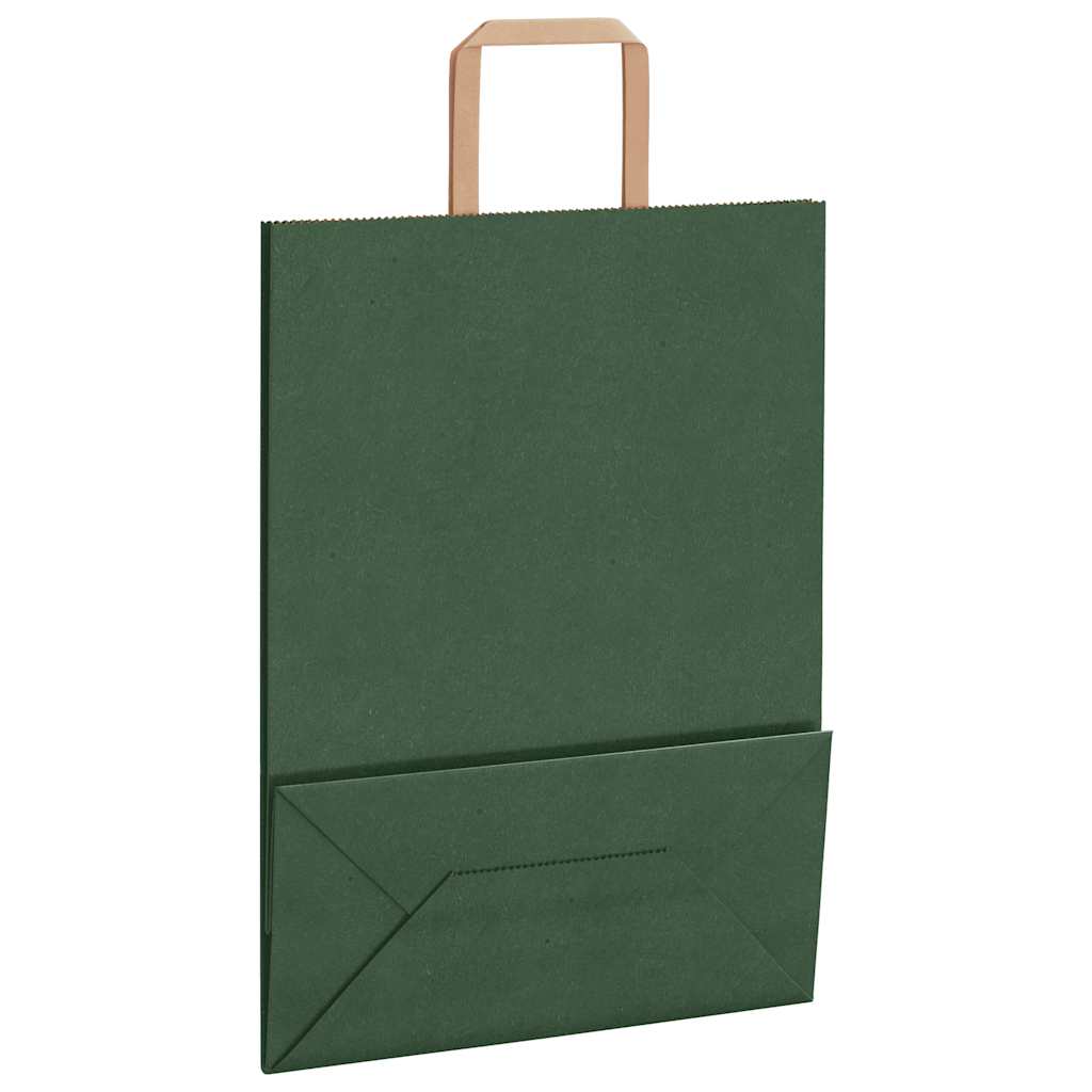 Sacchetti di Carta 250 pz con Manici Verdi 26x12x35 cm 4101954