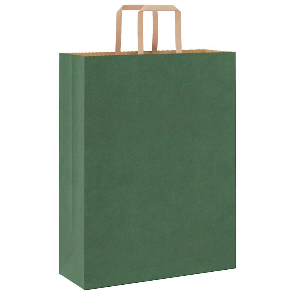 vidaXL Sacchetti di Carta 250 pz con Manici Verdi 32x12x42 cm