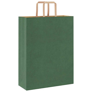 vidaXL Sacchetti di Carta 250 pz con Manici Verdi 32x12x42 cm