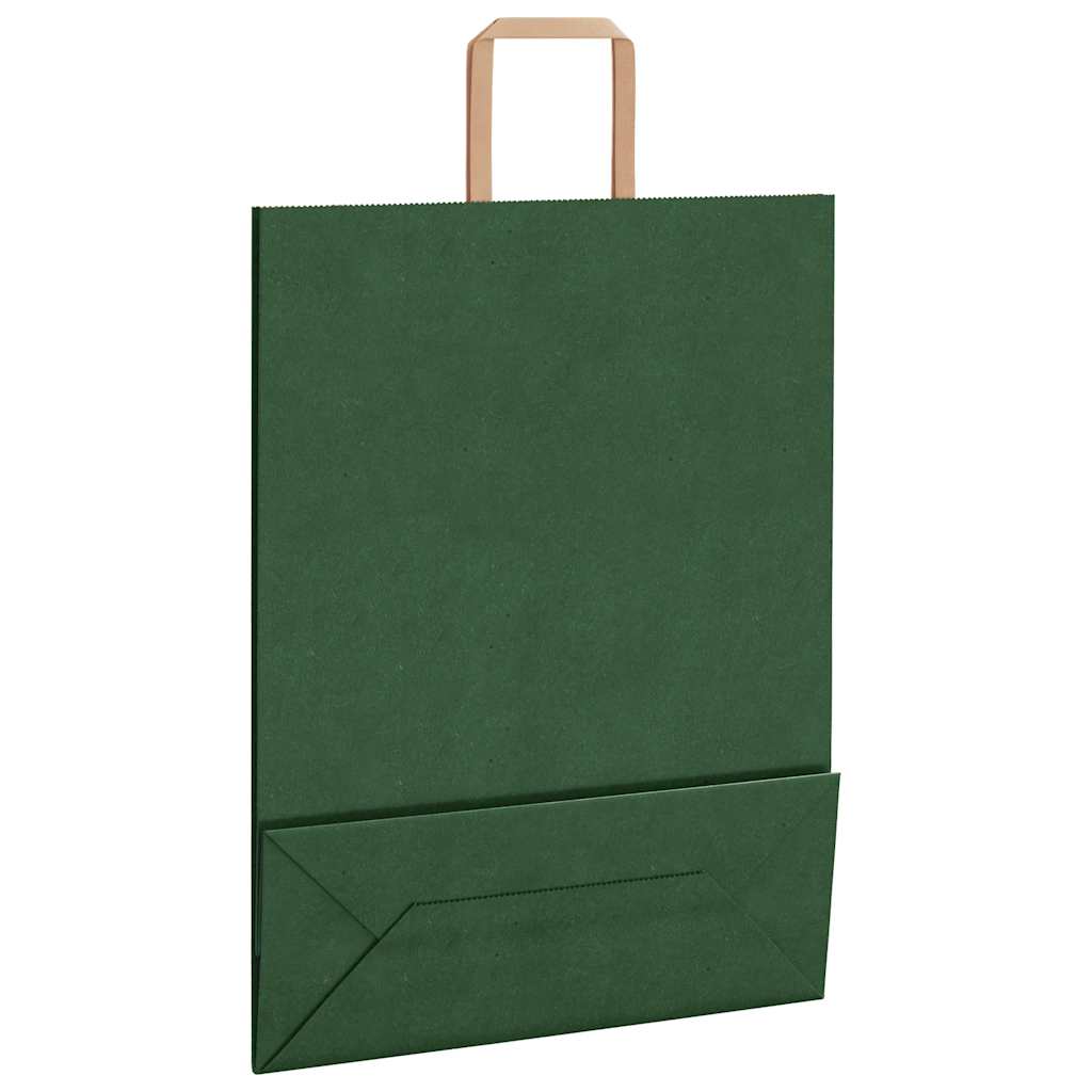 vidaXL Sacchetti di Carta 250 pz con Manici Verdi 32x12x42 cm