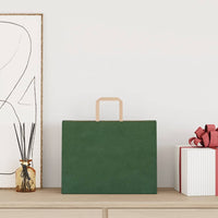 vidaXL Sacchetti di Carta 250 pz con Manici Verdi 32x17x25 cm