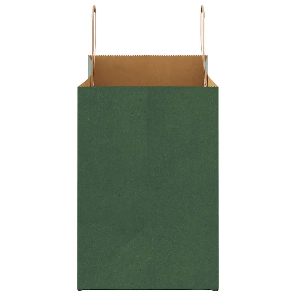 Sacchetti di Carta 250 pz con Manici Verdi 32x17x25 cm 4101957
