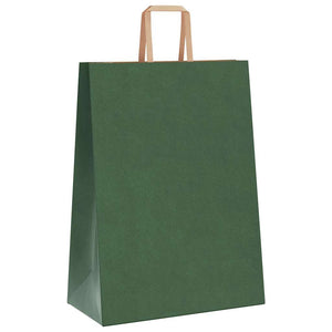 Sacchetti di Carta 250 pz con Manici Verdi 32x17x44 cm