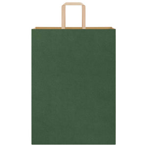 Sacchetti di Carta 250 pz con Manici Verdi 32x17x44 cm 4101958