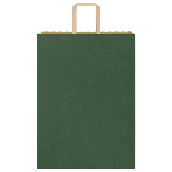 Sacchetti di Carta 250 pz con Manici Verdi 32x17x44 cm