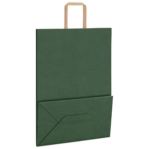 Sacchetti di Carta 250 pz con Manici Verdi 32x17x44 cm