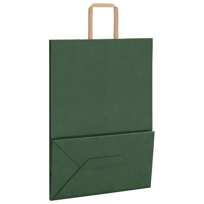 Sacchetti di Carta 250 pz con Manici Verdi 32x17x44 cm