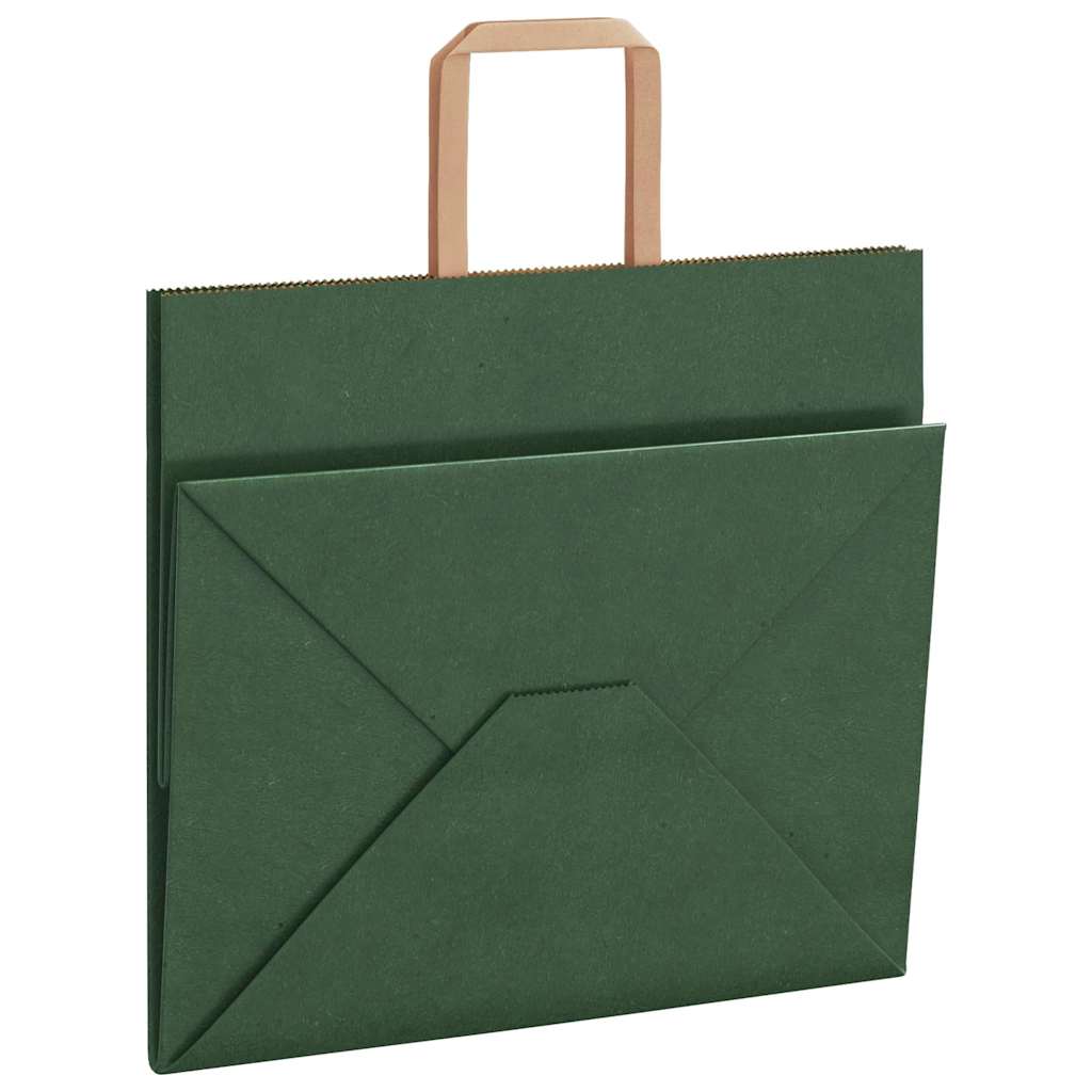 vidaXL Sacchetti di Carta 250 pz con Manici Verdi 32x22x28 cm