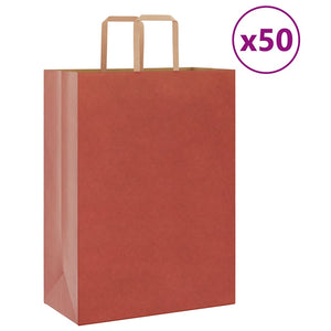 Sacchetti di Carta 50 pz con Manici Rossi 32x17x44 cm
