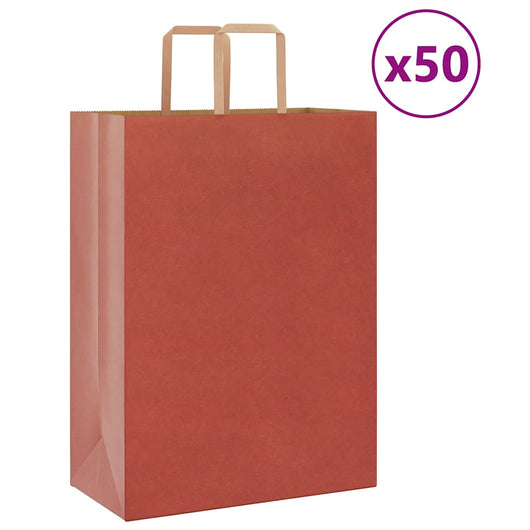 Sacchetti di Carta 50 pz con Manici Rossi 32x17x44 cm
