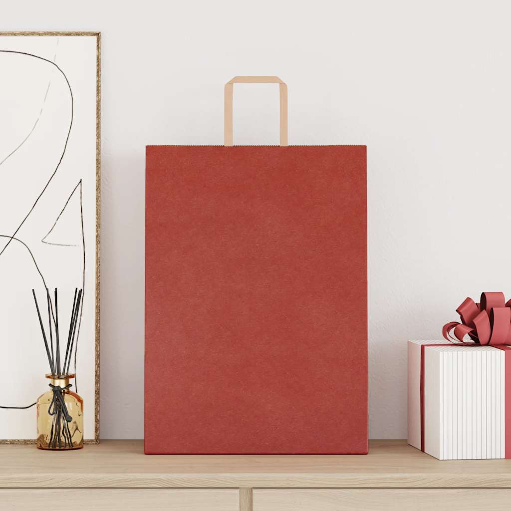 Sacchetti di Carta 50 pz con Manici Rossi 32x17x44 cm