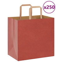 Sacchetti di Carta Kraft 250 pz con Manici Rossi 26x17x25 cm 4101983