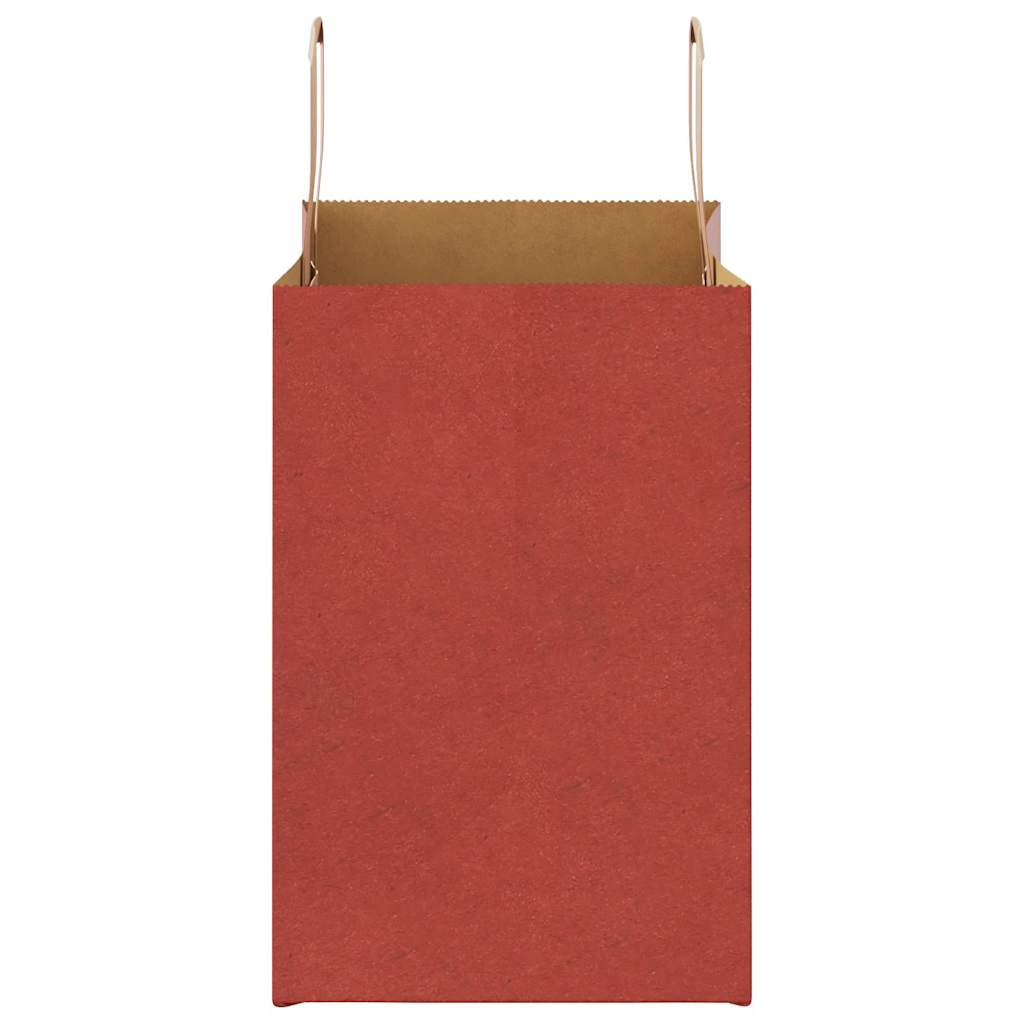 Sacchetti di Carta Kraft 250 pz con Manici Rossi 26x17x25 cm 4101983