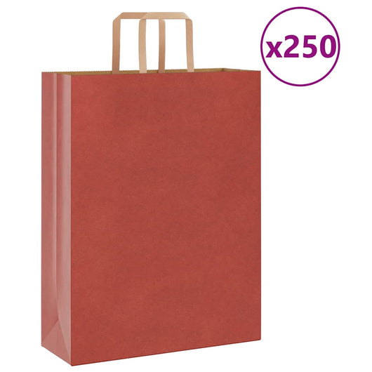 Sacchetti di Carta 250 pz con Manici Rossi 32x12x42 cm