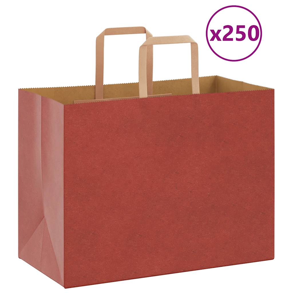 Sacchetti di Carta 250 pz con Manici Rossi 32x17x25 cm