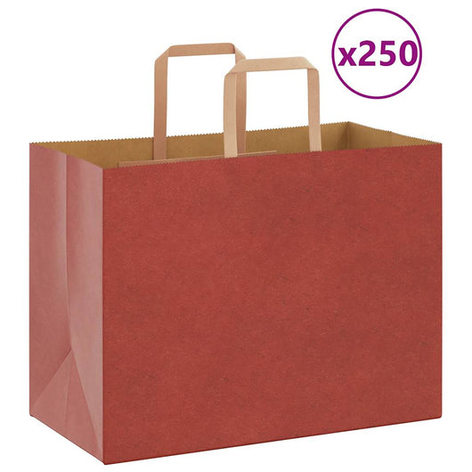 Sacchetti di Carta 250 pz con Manici Rossi 32x17x25 cm