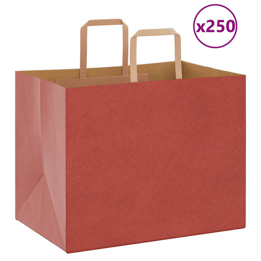 Sacchetti di Carta 250 pz con Manici Rossi 32x22x24 cm