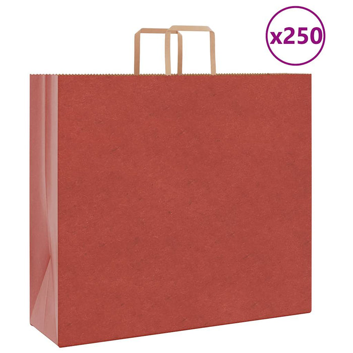 Sacchetti di Carta 250 pz con Manici Rossi 54x15x49 cm