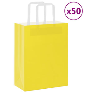 Sacchetti di Carta 50 pz con Manici Gialli 21x11x28 cm