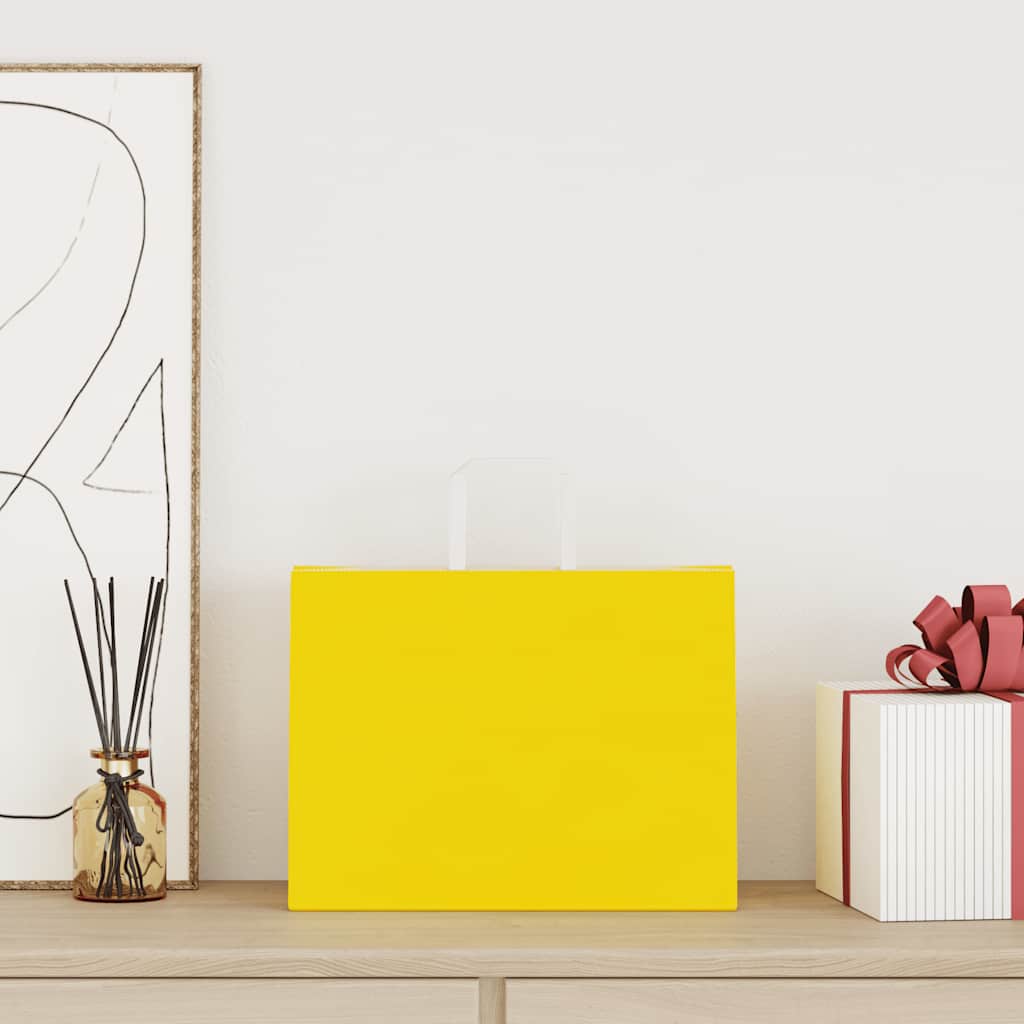 Sacchetti di Carta 50 pz con Manici Gialli 32x17x25 cm