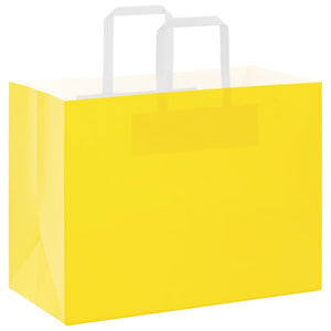 Sacchetti di Carta 50 pz con Manici Gialli 32x17x25 cm